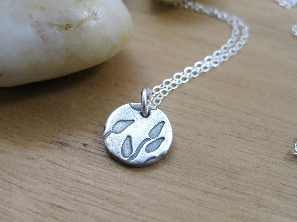 Tiny Recycled Silver Leaf Necklace