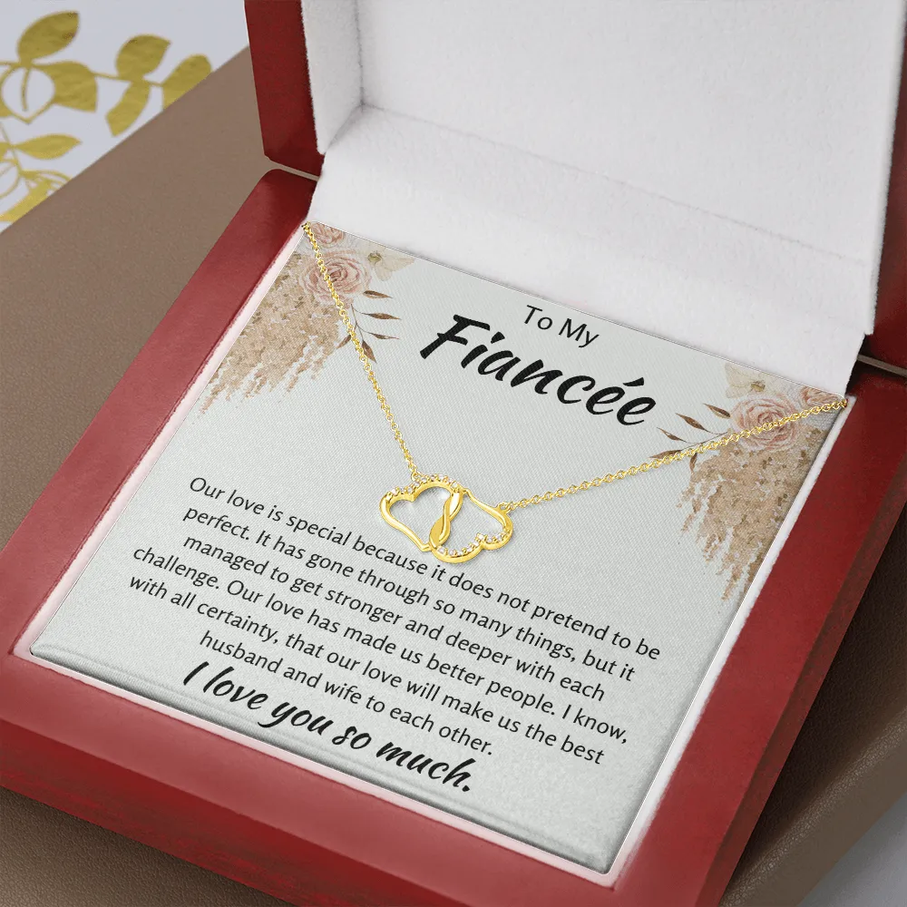 To My Fiancee Infinity Hearts Necklace