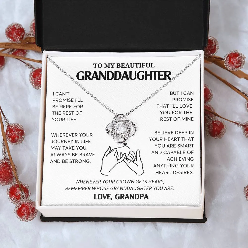To My Granddaughter Necklace, Jewelry Gift for Graduation, Wedding, Birthday from Grandparents, Gifts From Grandpa,  Love Knot