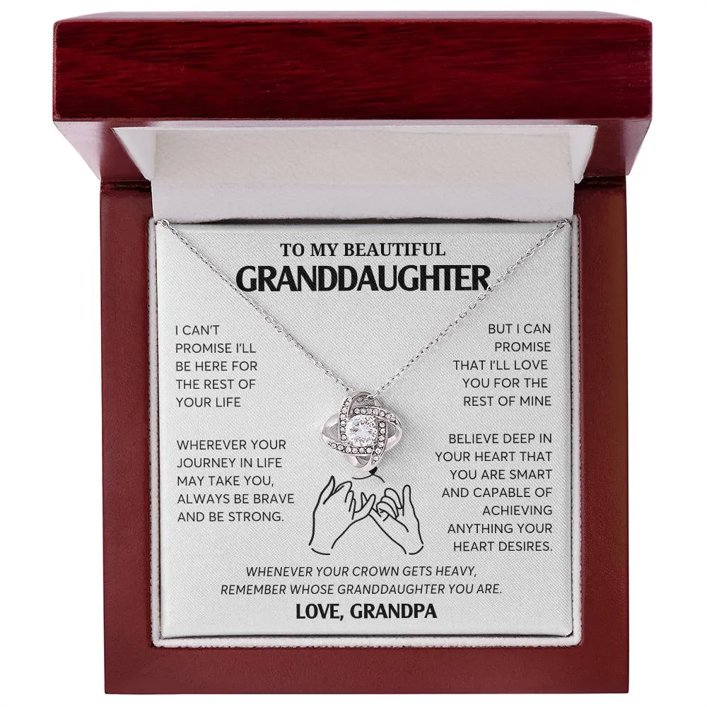 To My Granddaughter Necklace, Jewelry Gift for Graduation, Wedding, Birthday from Grandparents, Gifts From Grandpa,  Love Knot