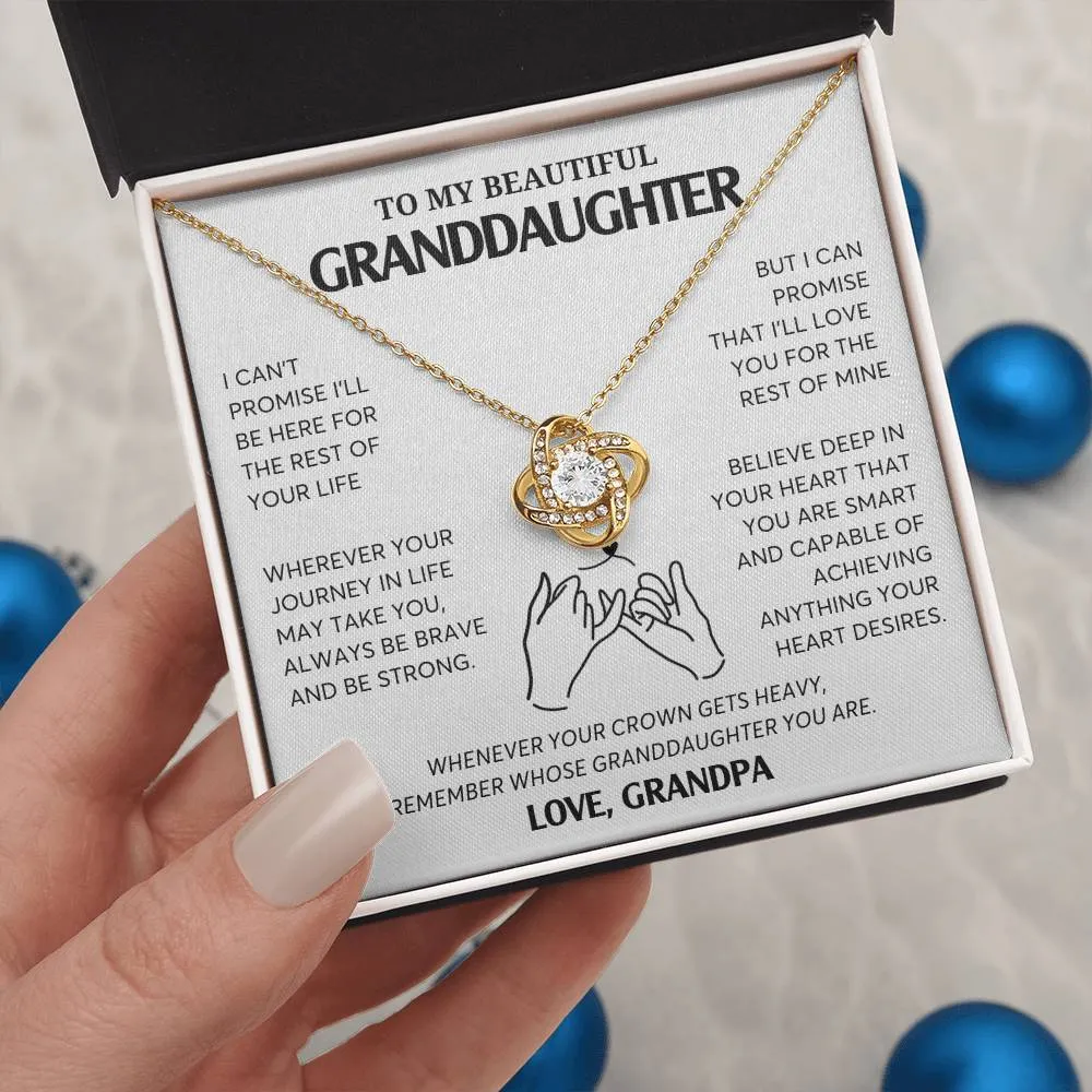To My Granddaughter Necklace, Jewelry Gift for Graduation, Wedding, Birthday from Grandparents, Gifts From Grandpa,  Love Knot