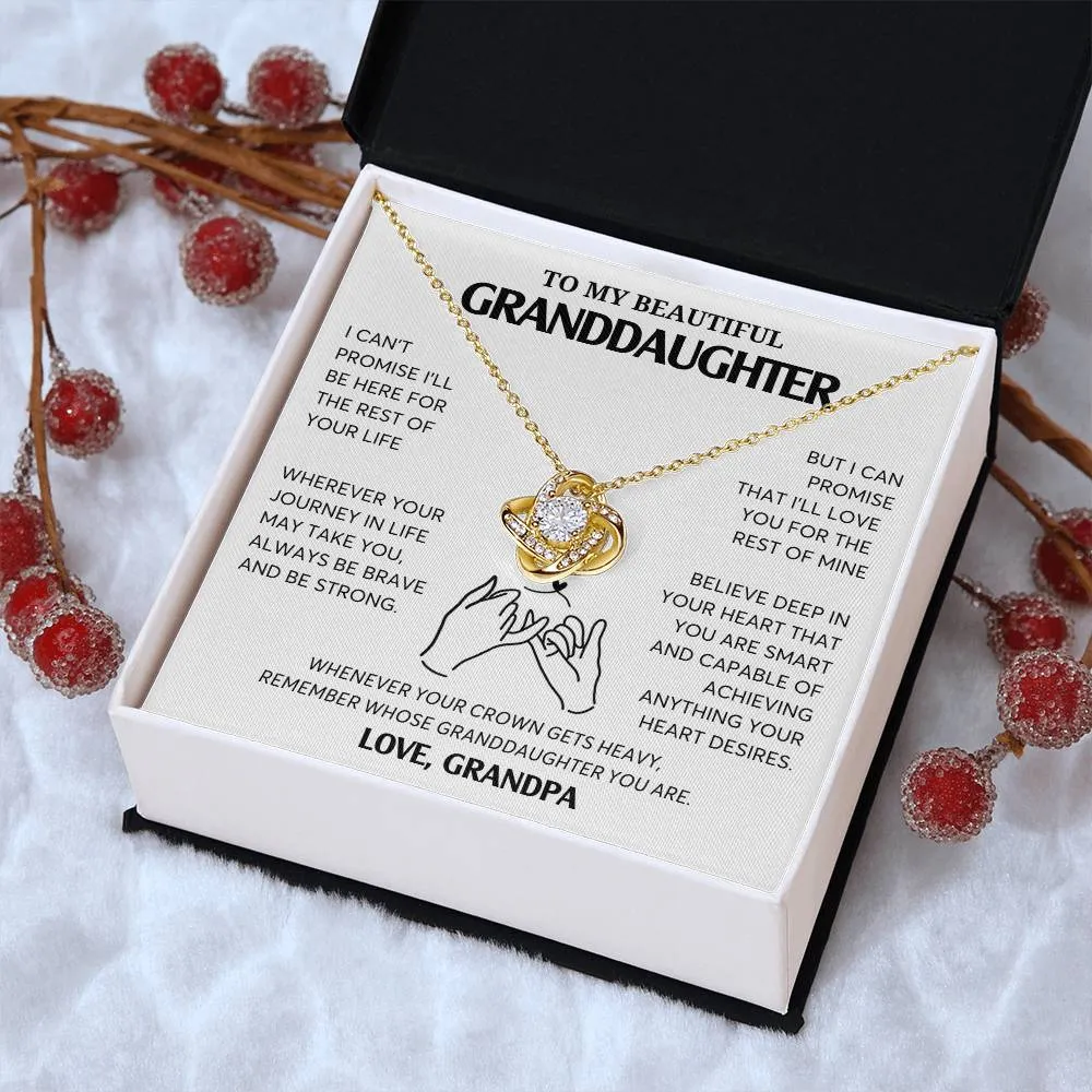 To My Granddaughter Necklace, Jewelry Gift for Graduation, Wedding, Birthday from Grandparents, Gifts From Grandpa,  Love Knot