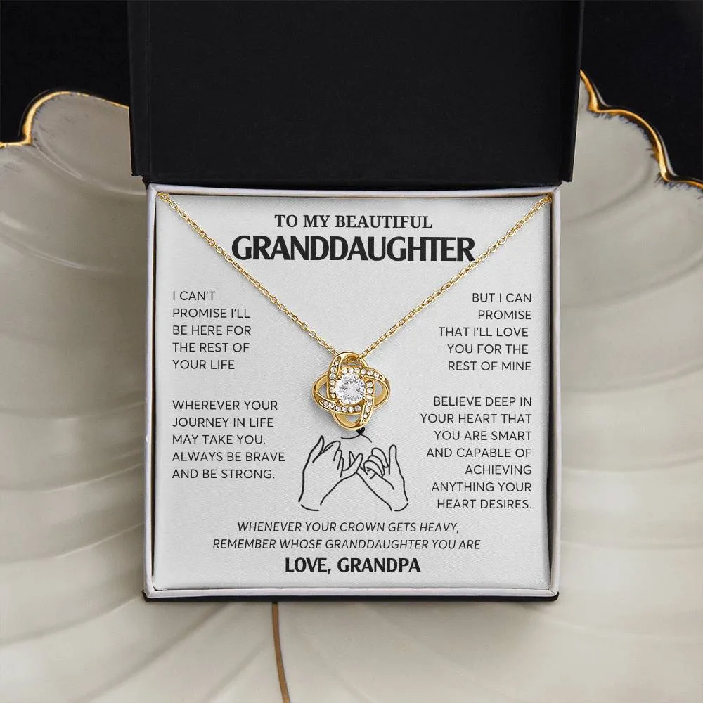 To My Granddaughter Necklace, Jewelry Gift for Graduation, Wedding, Birthday from Grandparents, Gifts From Grandpa,  Love Knot