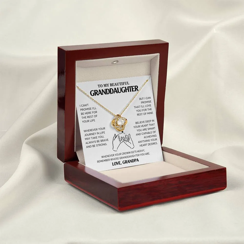 To My Granddaughter Necklace, Jewelry Gift for Graduation, Wedding, Birthday from Grandparents, Gifts From Grandpa,  Love Knot