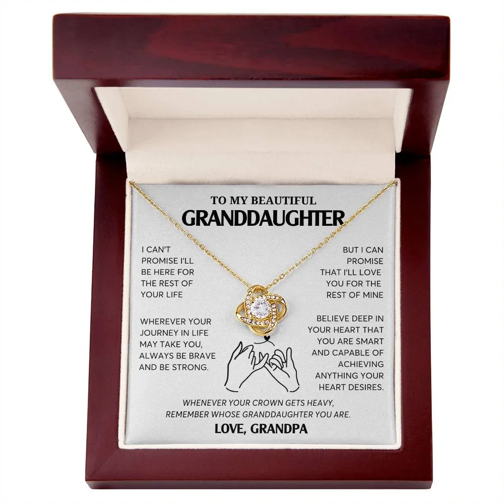 To My Granddaughter Necklace, Jewelry Gift for Graduation, Wedding, Birthday from Grandparents, Gifts From Grandpa,  Love Knot