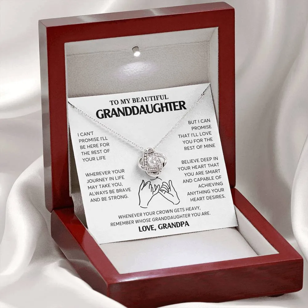 To My Granddaughter Necklace, Jewelry Gift for Graduation, Wedding, Birthday from Grandparents, Gifts From Grandpa,  Love Knot