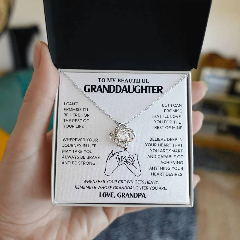 To My Granddaughter Necklace, Jewelry Gift for Graduation, Wedding, Birthday from Grandparents, Gifts From Grandpa,  Love Knot