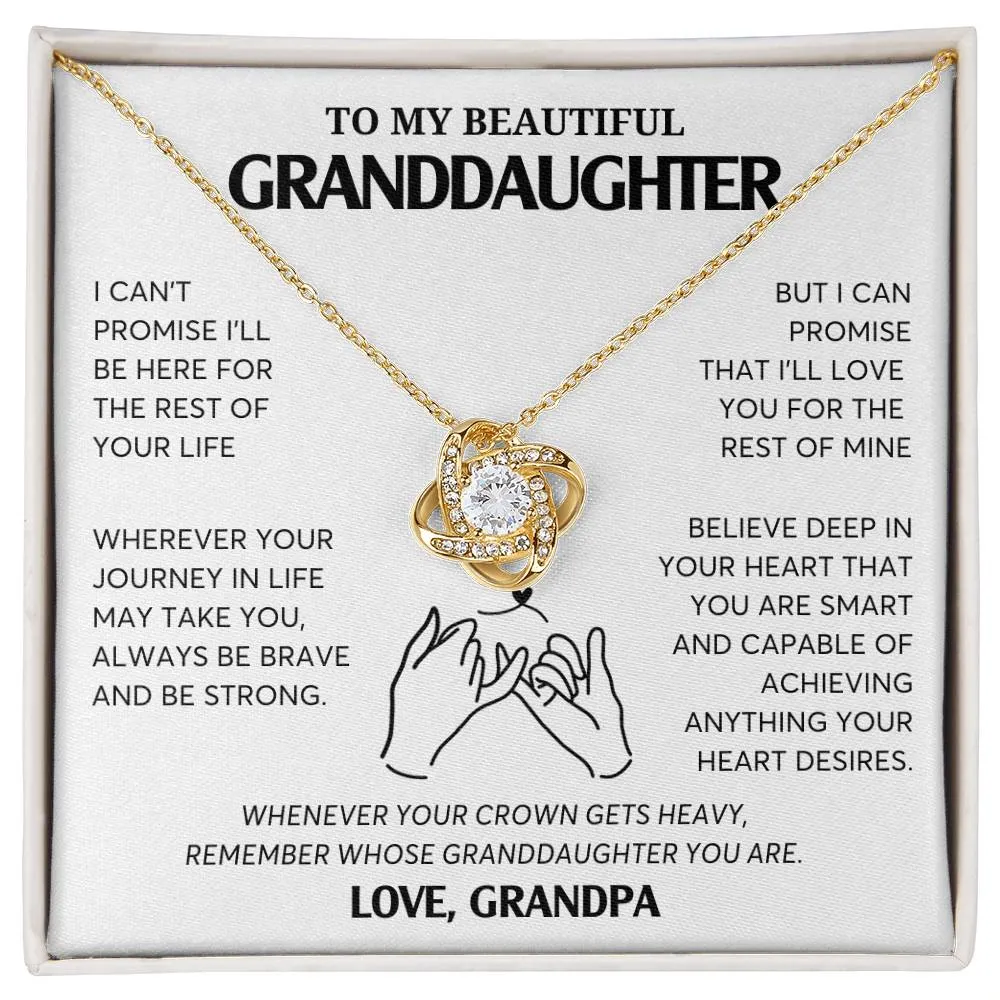 To My Granddaughter Necklace, Jewelry Gift for Graduation, Wedding, Birthday from Grandparents, Gifts From Grandpa,  Love Knot
