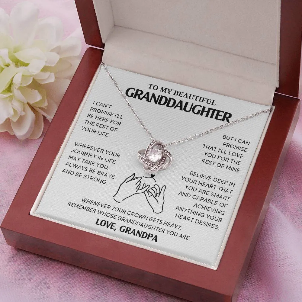 To My Granddaughter Necklace, Jewelry Gift for Graduation, Wedding, Birthday from Grandparents, Gifts From Grandpa,  Love Knot