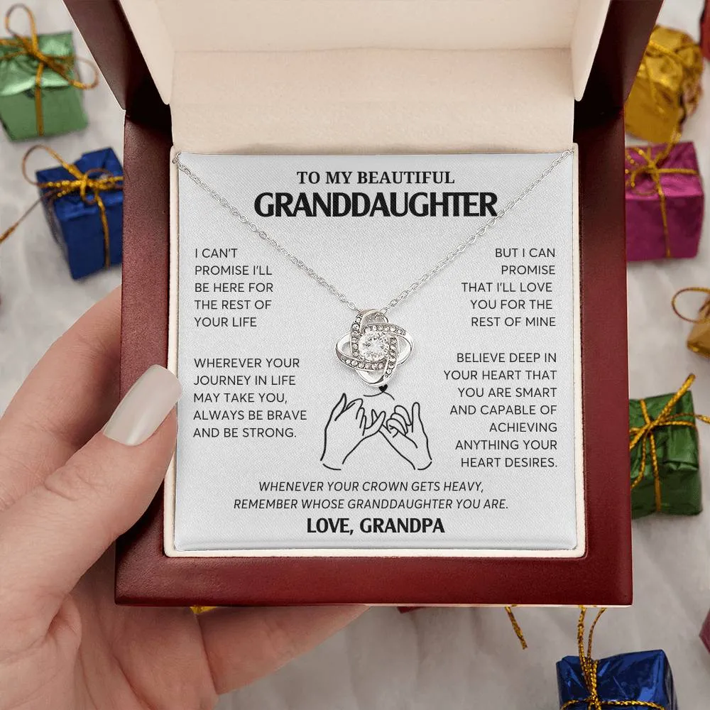 To My Granddaughter Necklace, Jewelry Gift for Graduation, Wedding, Birthday from Grandparents, Gifts From Grandpa,  Love Knot