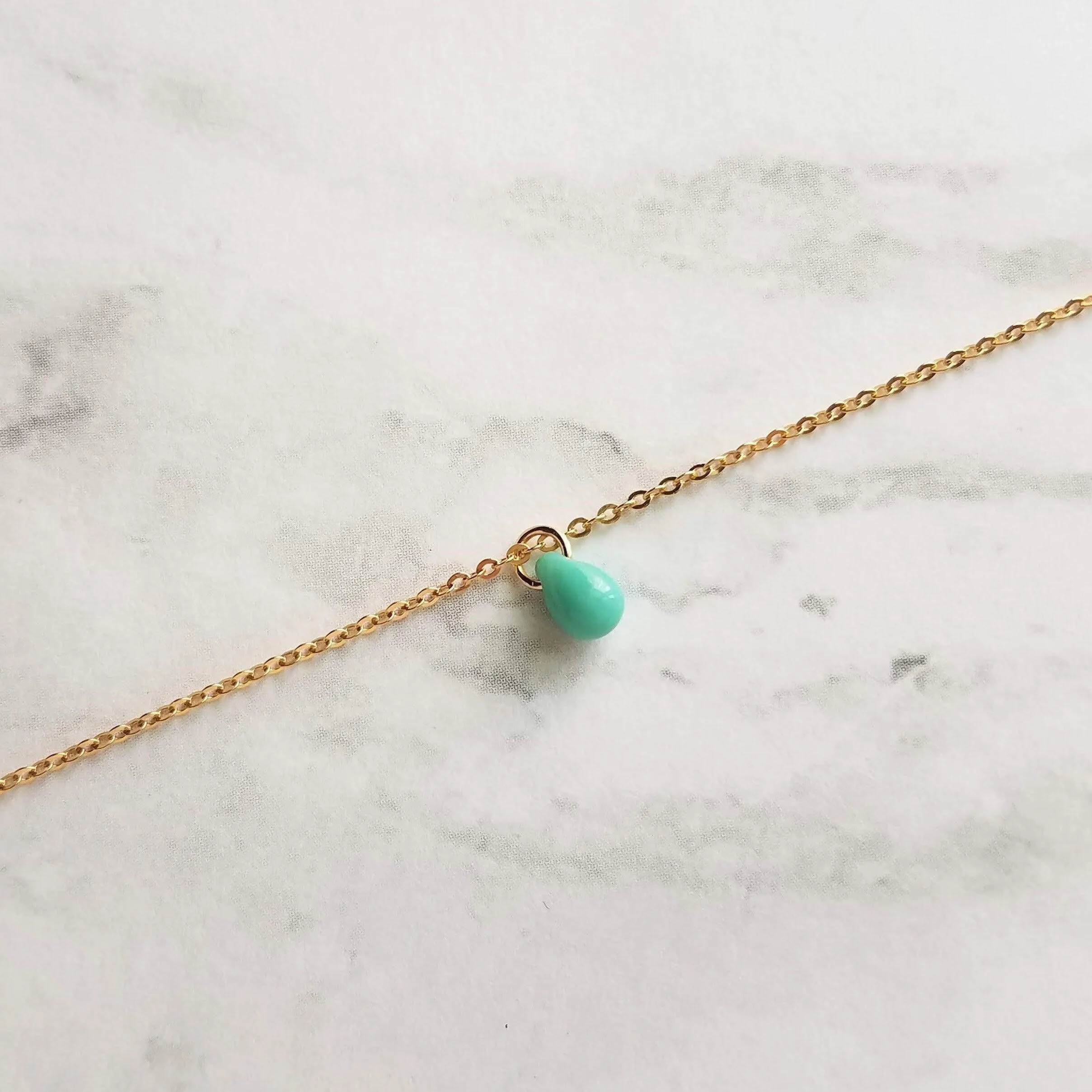 Topaz Gold Necklace, tiny topaz glass drop, honey pendant, glass teardrop necklace, 14K gold fill necklace, 14K gold fill chain, delicate