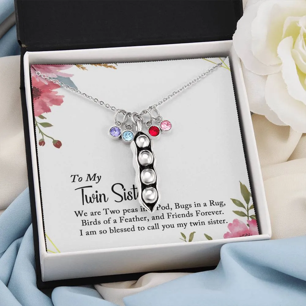 Twin Sister Two Peas In A Pod Necklace, Twin Sisters Gift, Twin Sister Jewelry
