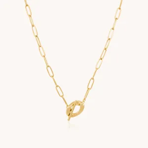 Twisted T-Bar Necklace, Gold