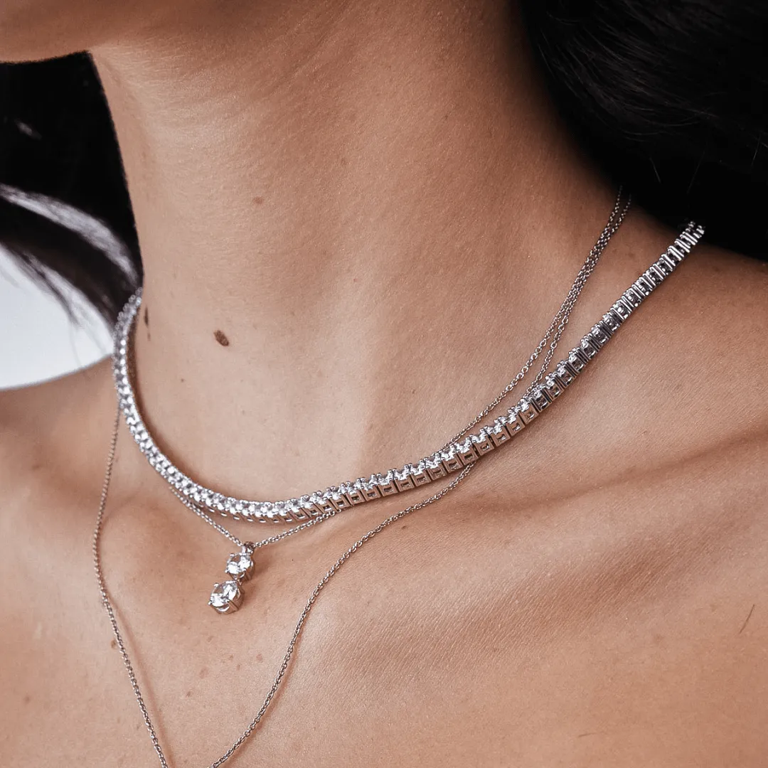 Two Diamond Pendant Necklace