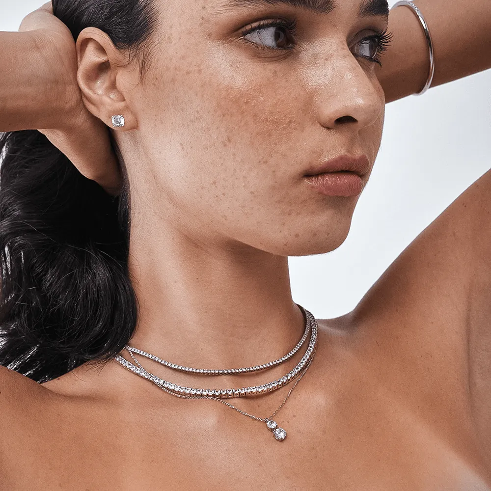 Two Diamond Pendant Necklace