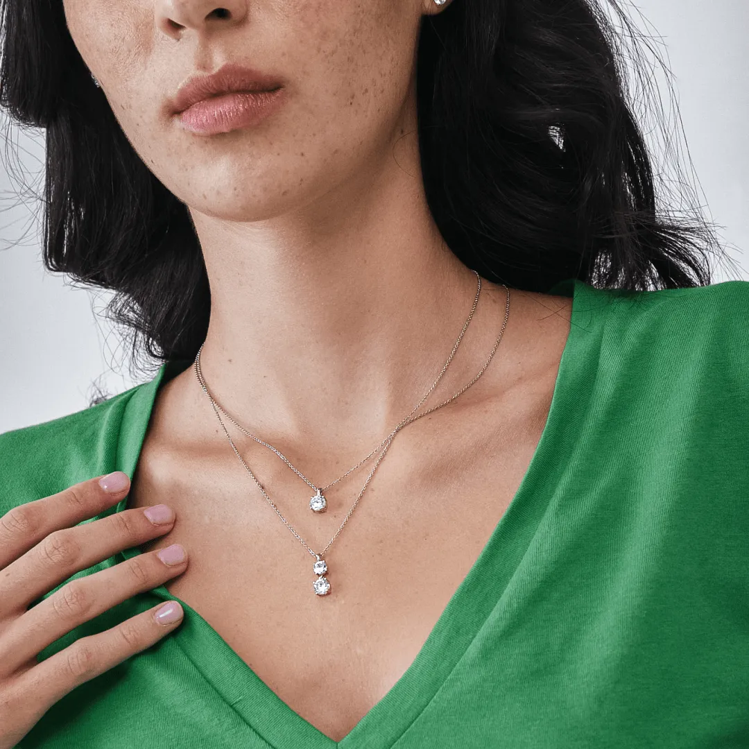 Two Diamond Pendant Necklace
