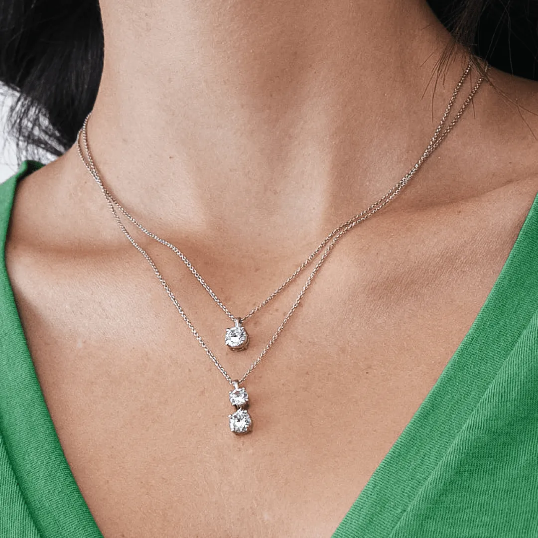 Two Diamond Pendant Necklace