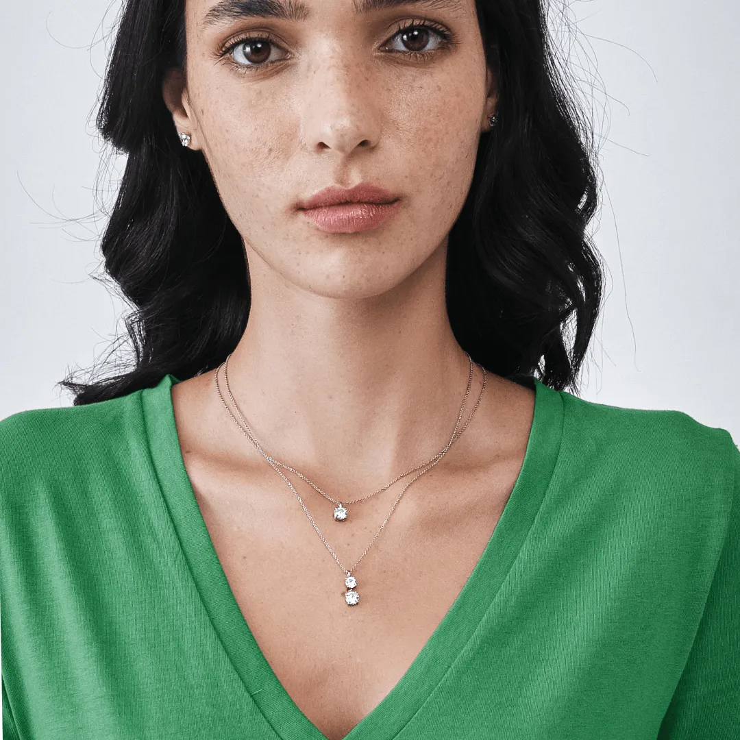 Two Diamond Pendant Necklace