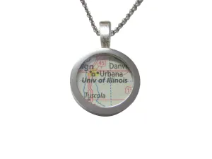 University of Illinois Map Pendant Necklace