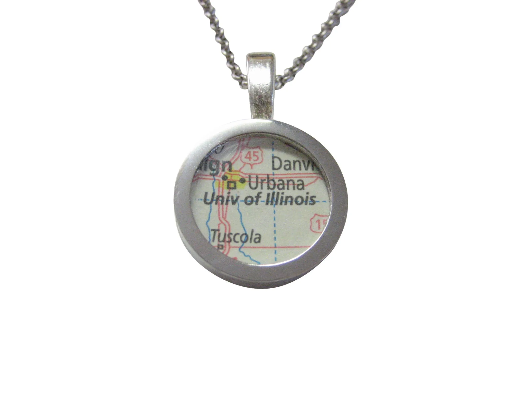 University of Illinois Map Pendant Necklace