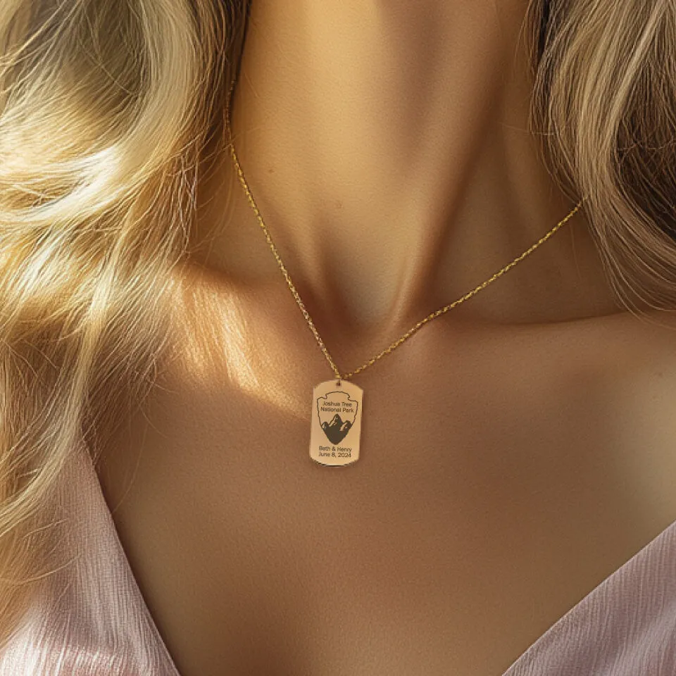 US National Park Tag Pendant on Fine Chain