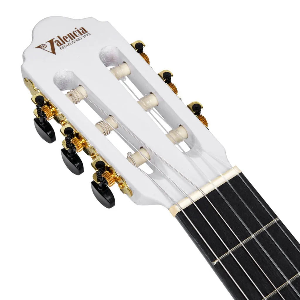 Valencia 100 Series 4/4 Classical Guitar - White