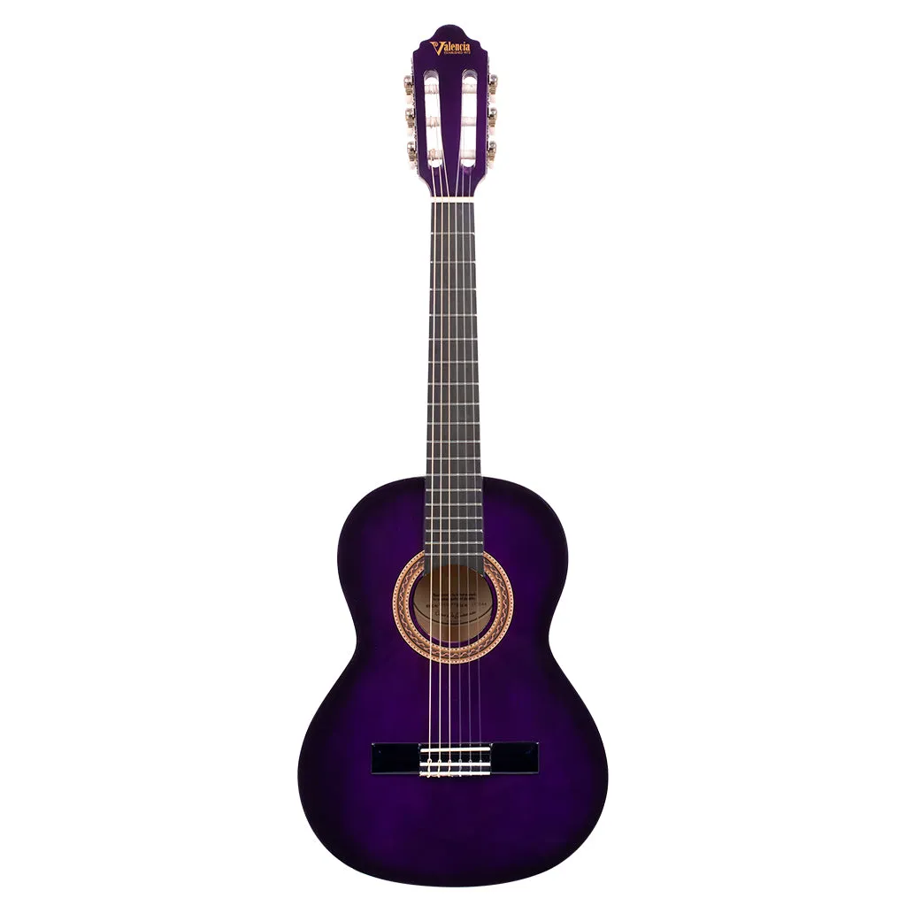 Valencia VC102PPS 1/2 Size Classical Guitar – Purple Sunburst