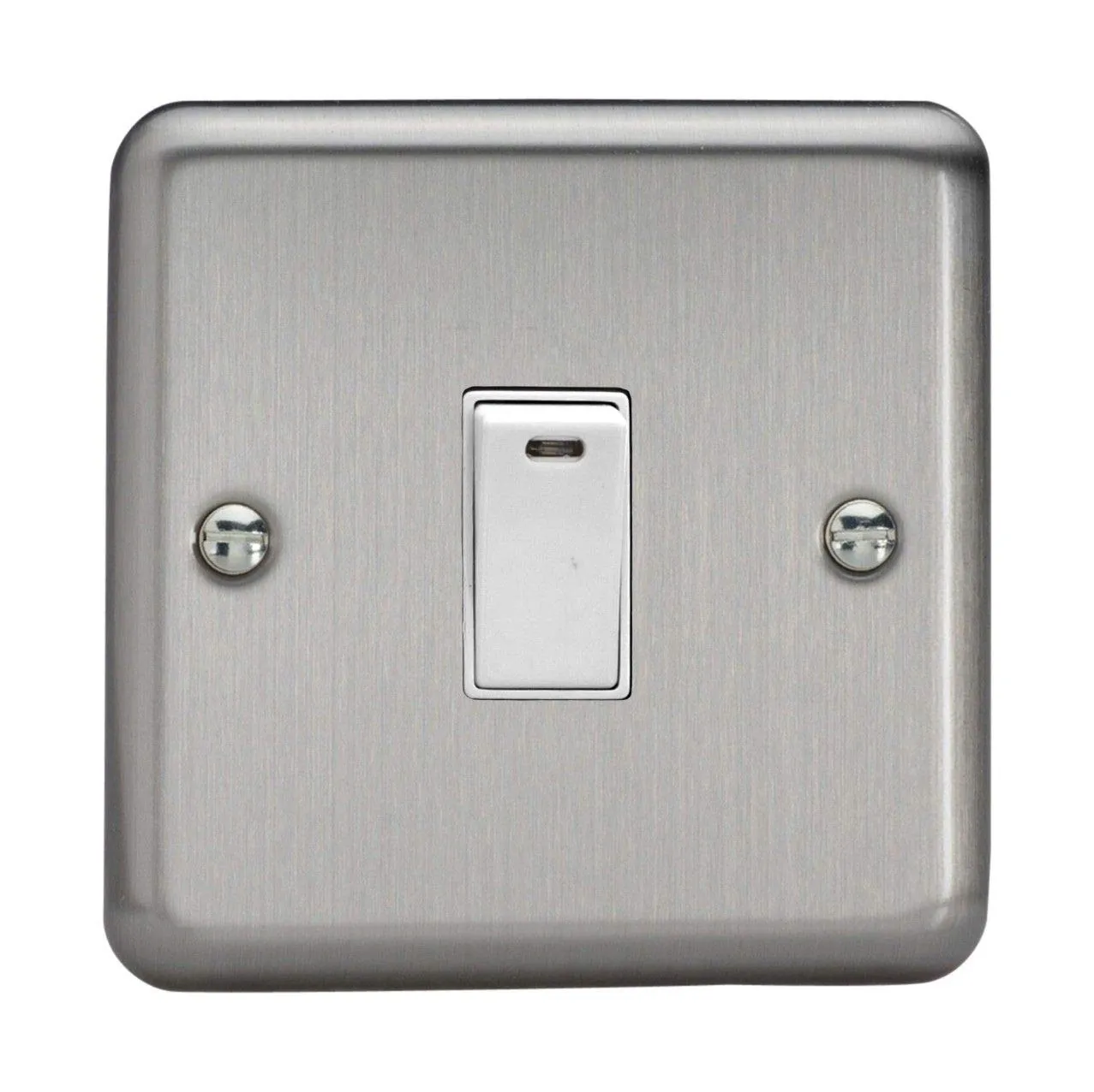 Varilight 1-Gang 20A Double Pole Rocker Light Switch   Neon Indicator Light Matt Chrome XS20NW