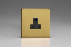 Varilight 1-Gang 5A Round Pin Plug Socket Brushed Brass XDBRP5ABS
