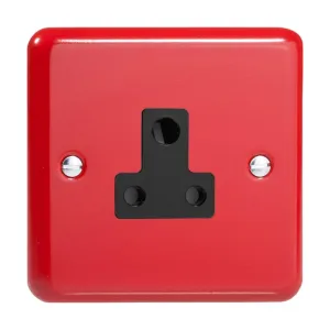 Varilight 1-Gang 5A Round Pin Plug Socket Pillar Box Red XYRP5AB.PR