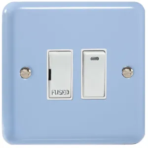 Varilight 1-Gang (Single), 13 Amp Switched Fused Spur with Neon, Classic Lily Duck Egg Blue XY6NW.DB