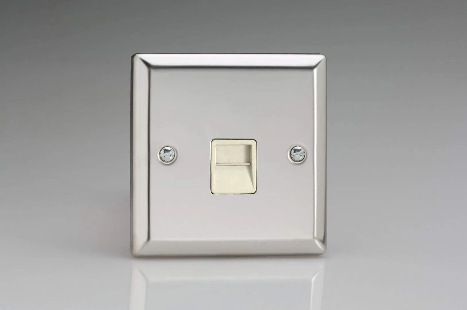 Varilight 1-Gang Telephone Slave (Extension) Plug Socket Mirror Chrome XCTSW