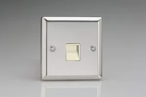 Varilight 1-Gang Telephone Slave (Extension) Plug Socket Mirror Chrome XCTSW