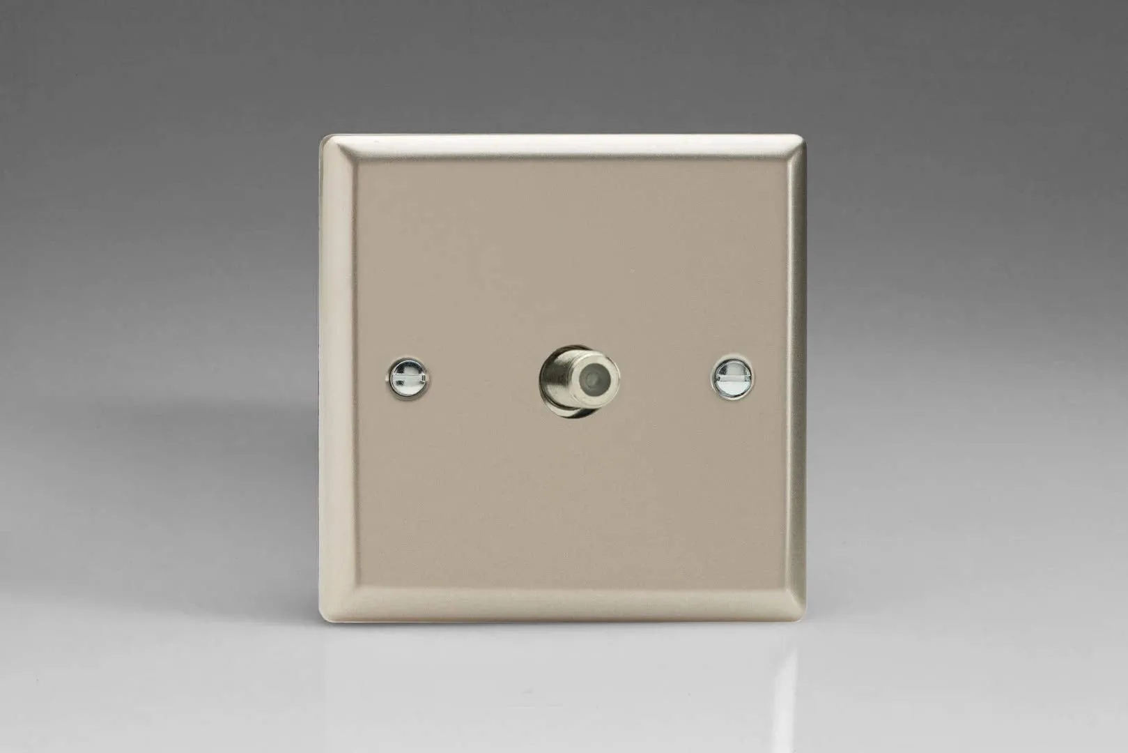 Varilight 1-Gang TV Plug Socket, F-Type Satellite Satin Chrome XN8S