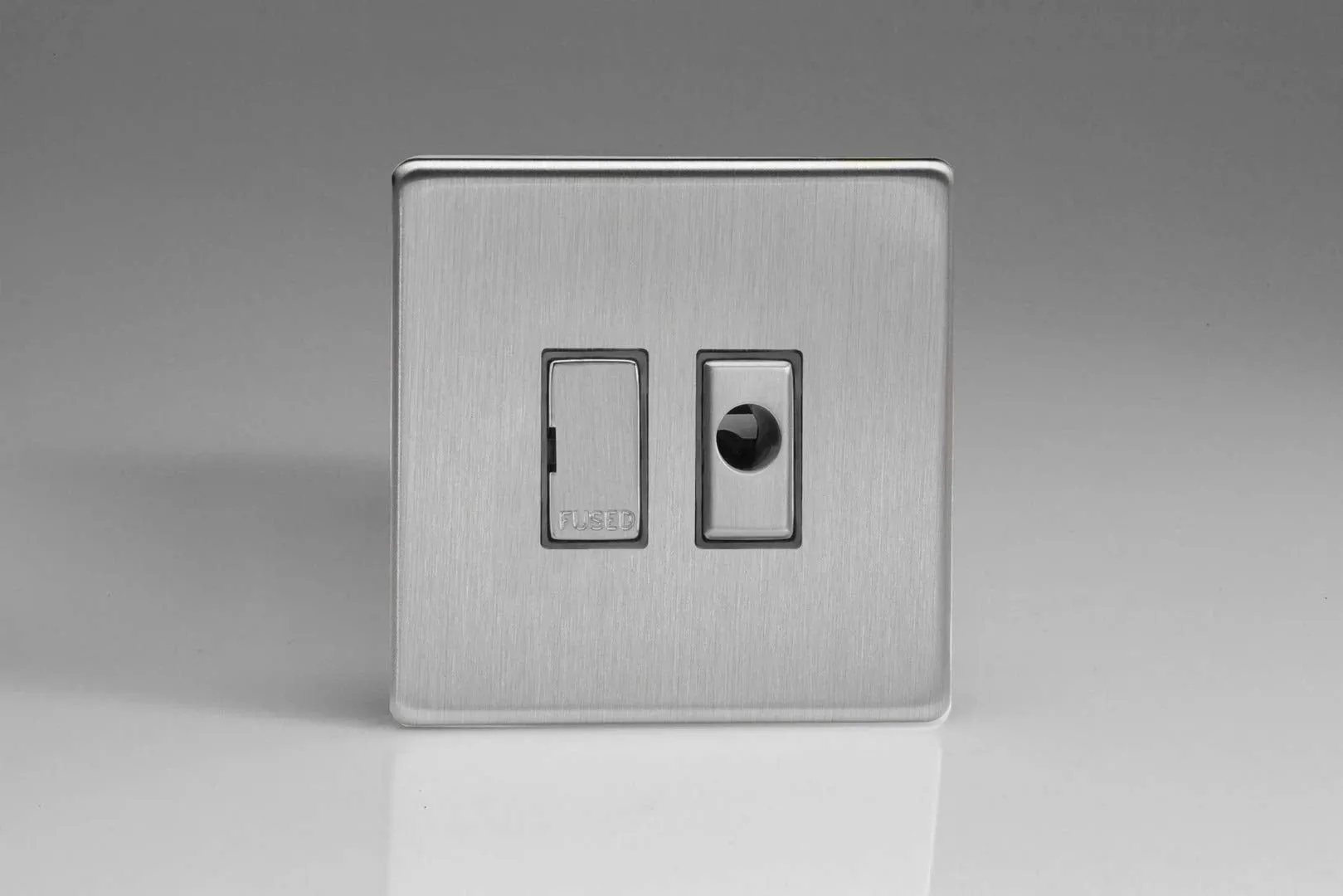 Varilight 13A Unswitched Fused Spur   Flex Outlet with Metal Inserts Brushed Steel XDS6UFODS
