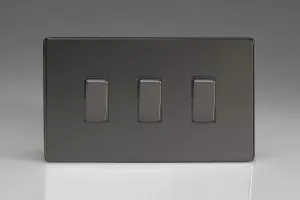 Varilight 3-Gang 10A 1- or 2-Way Rocker Light Switch (Twin Plate) Iridium XDI93S