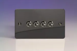 Varilight 4-Gang 10A 1- or 2-Way Toggle Light Switch (Twin Plate) Iridium XFIT9