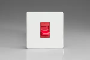 Varilight 45A Cooker Switch (Single Plate, Red Rocker) Premium White XDQ45SS
