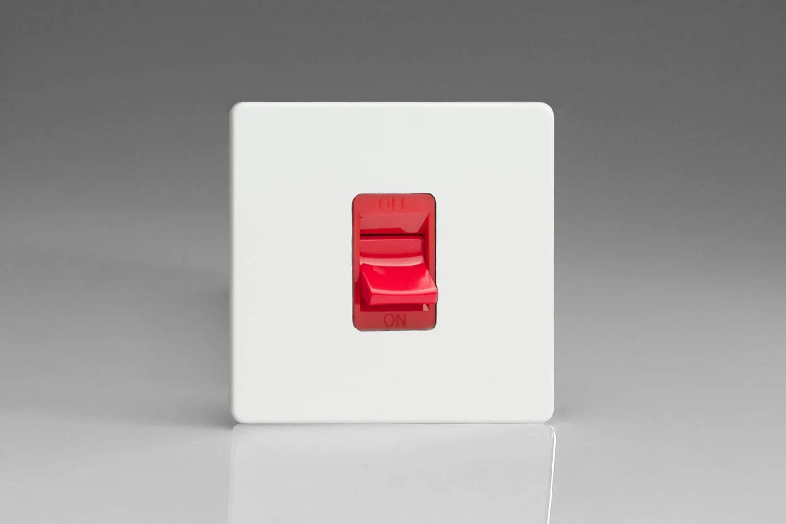 Varilight 45A Cooker Switch (Single Plate, Red Rocker) Premium White XDQ45SS