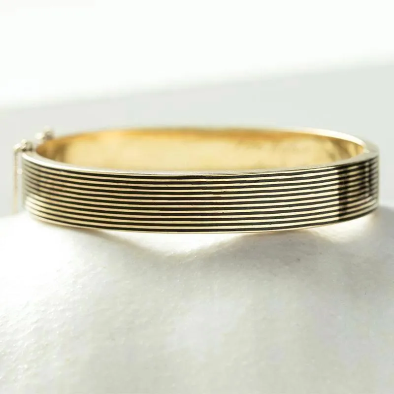 Victorian Black Enamel Striped Bangle