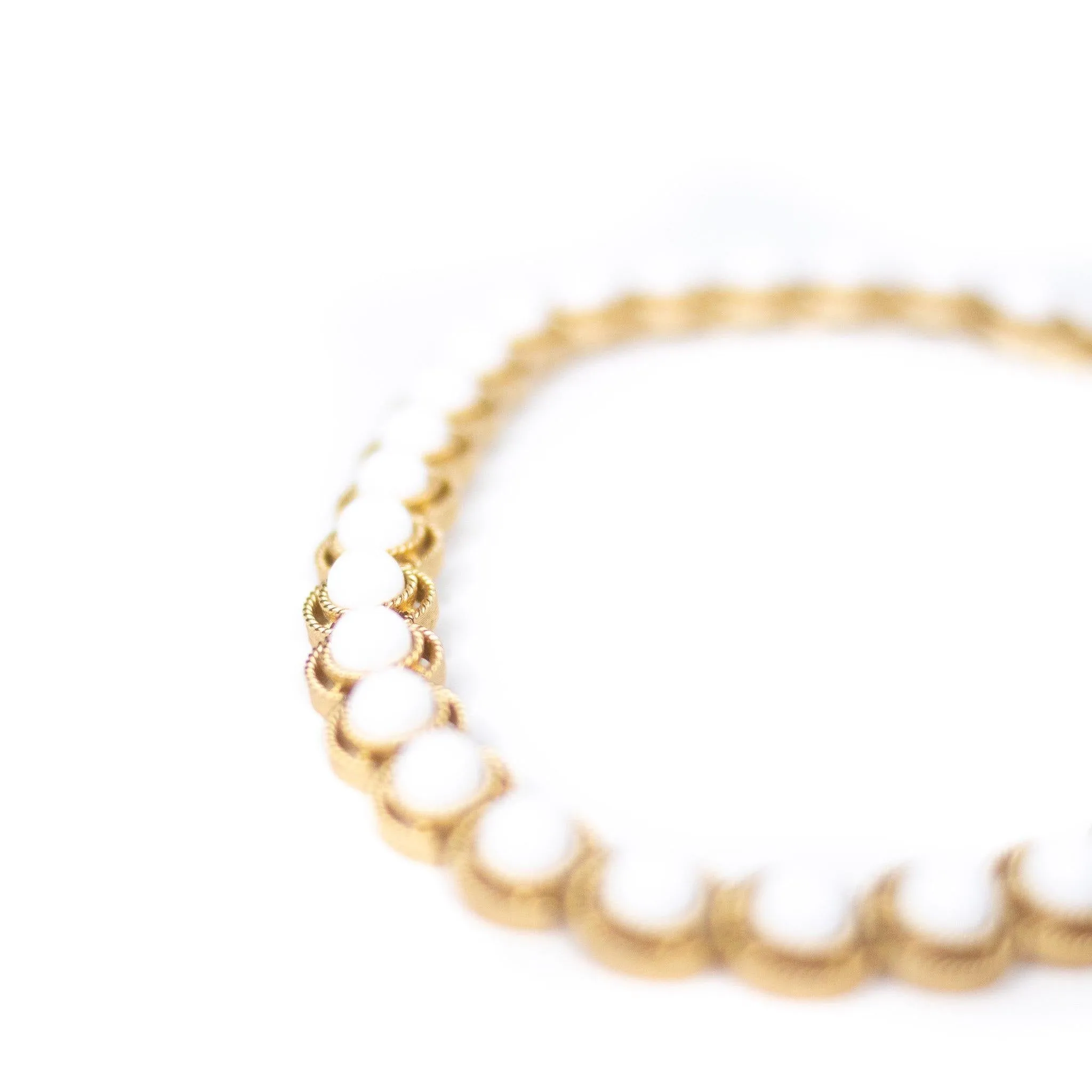 Vintage Crown Trifari White Cabochon and Gold Choker Necklace