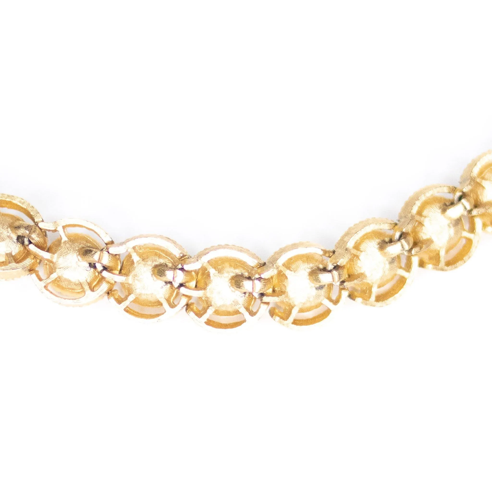 Vintage Crown Trifari White Cabochon and Gold Choker Necklace
