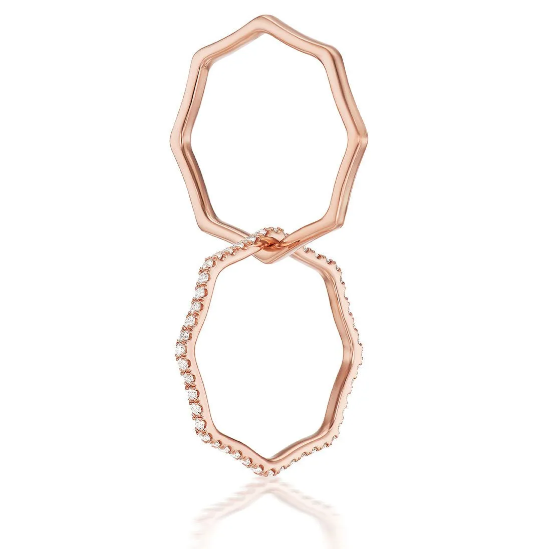 Wave Ring with Single Row of Diamonds