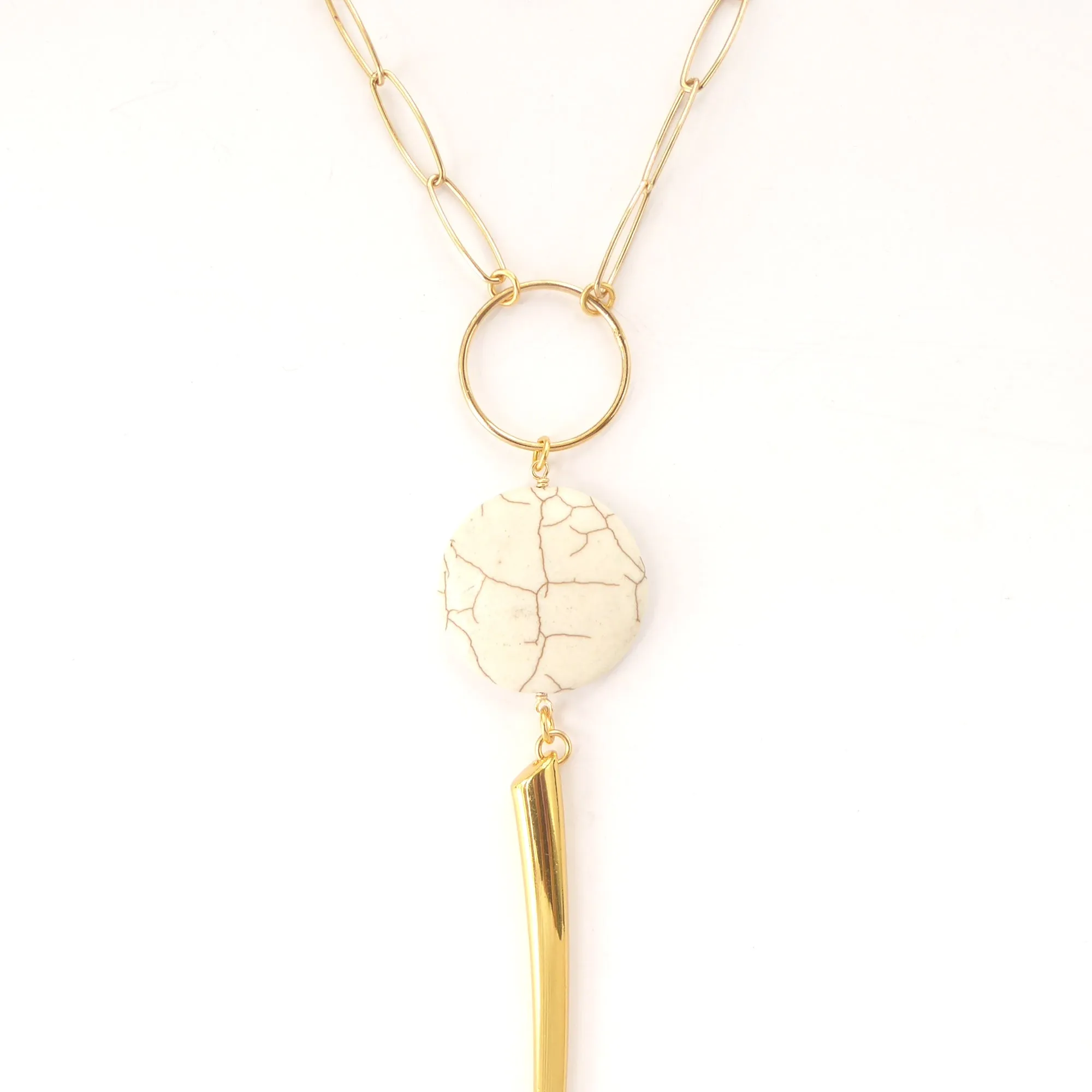 White howlite circle necklace