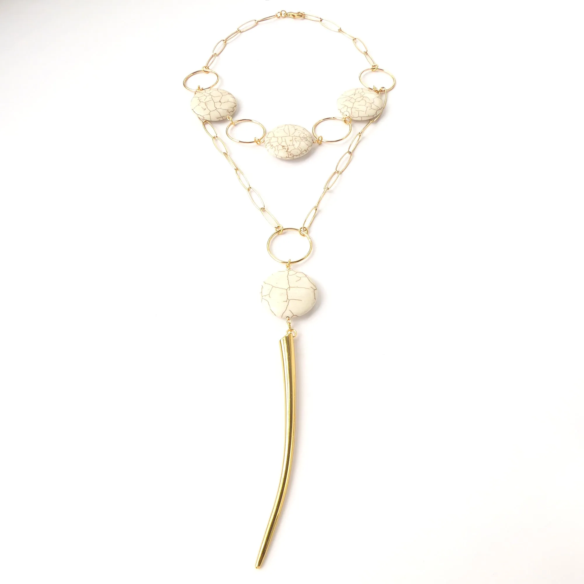 White howlite circle necklace