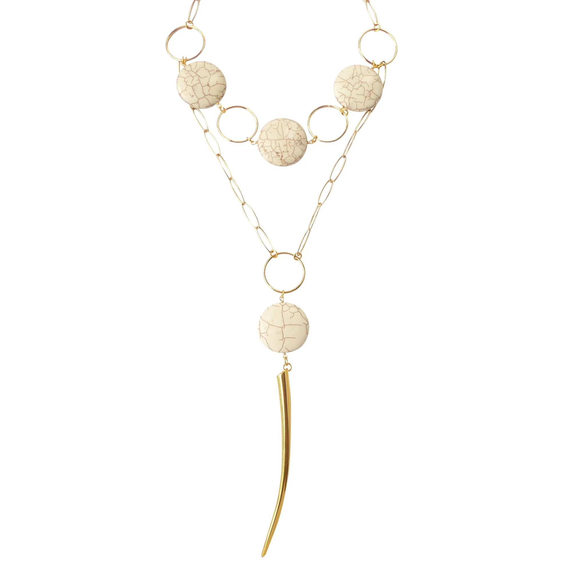 White howlite circle necklace