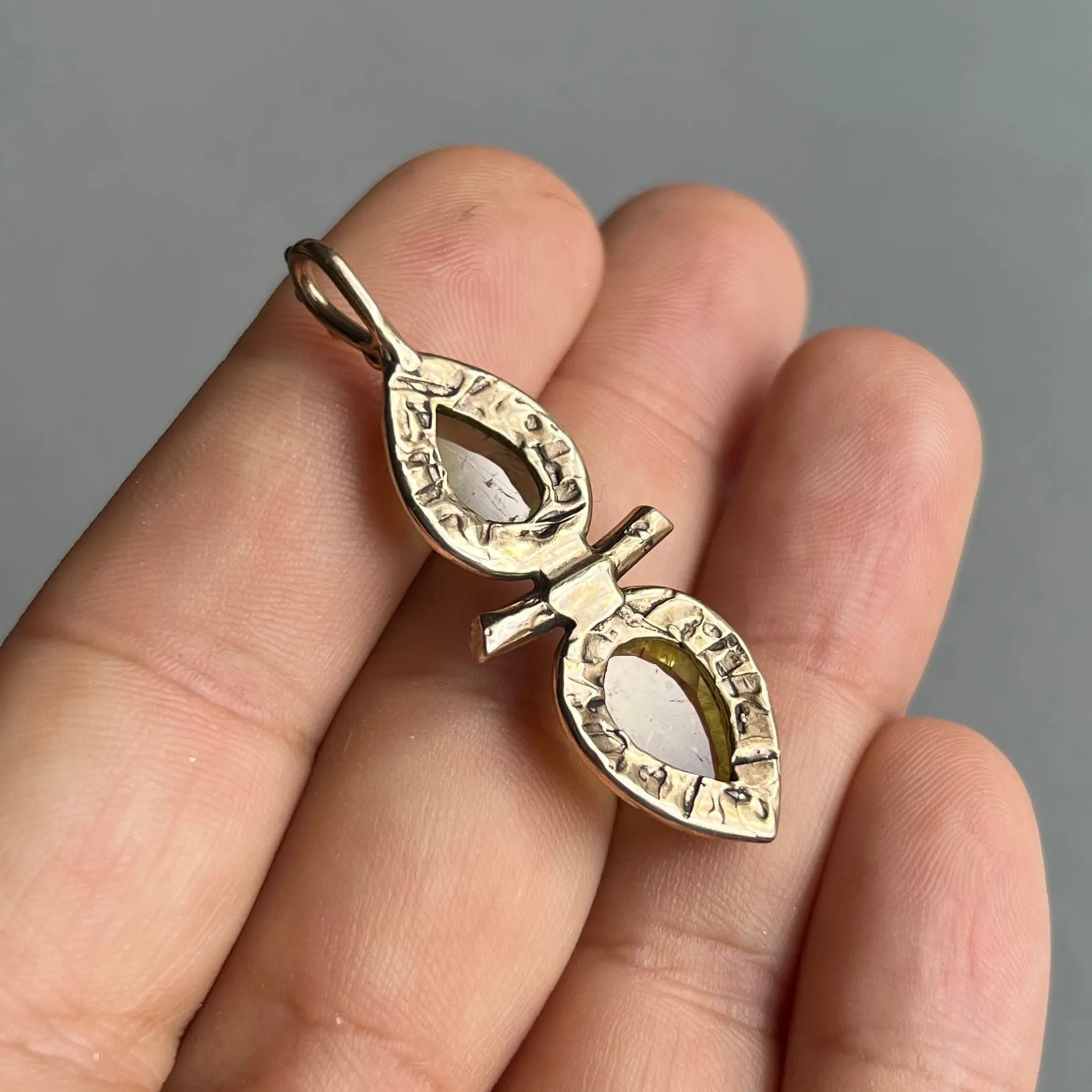 Yellow Aquamarine Bronze Pendant