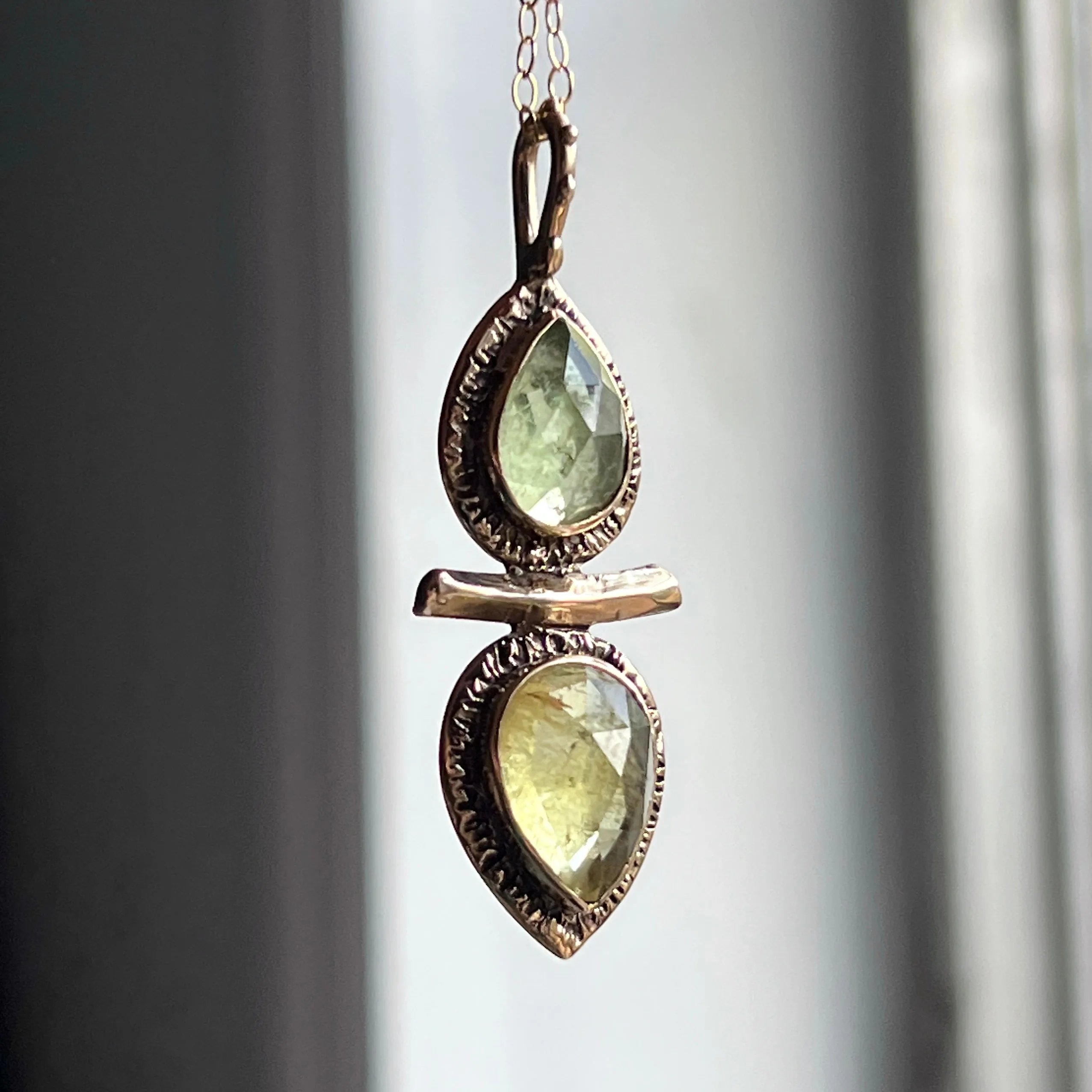 Yellow Aquamarine Bronze Pendant