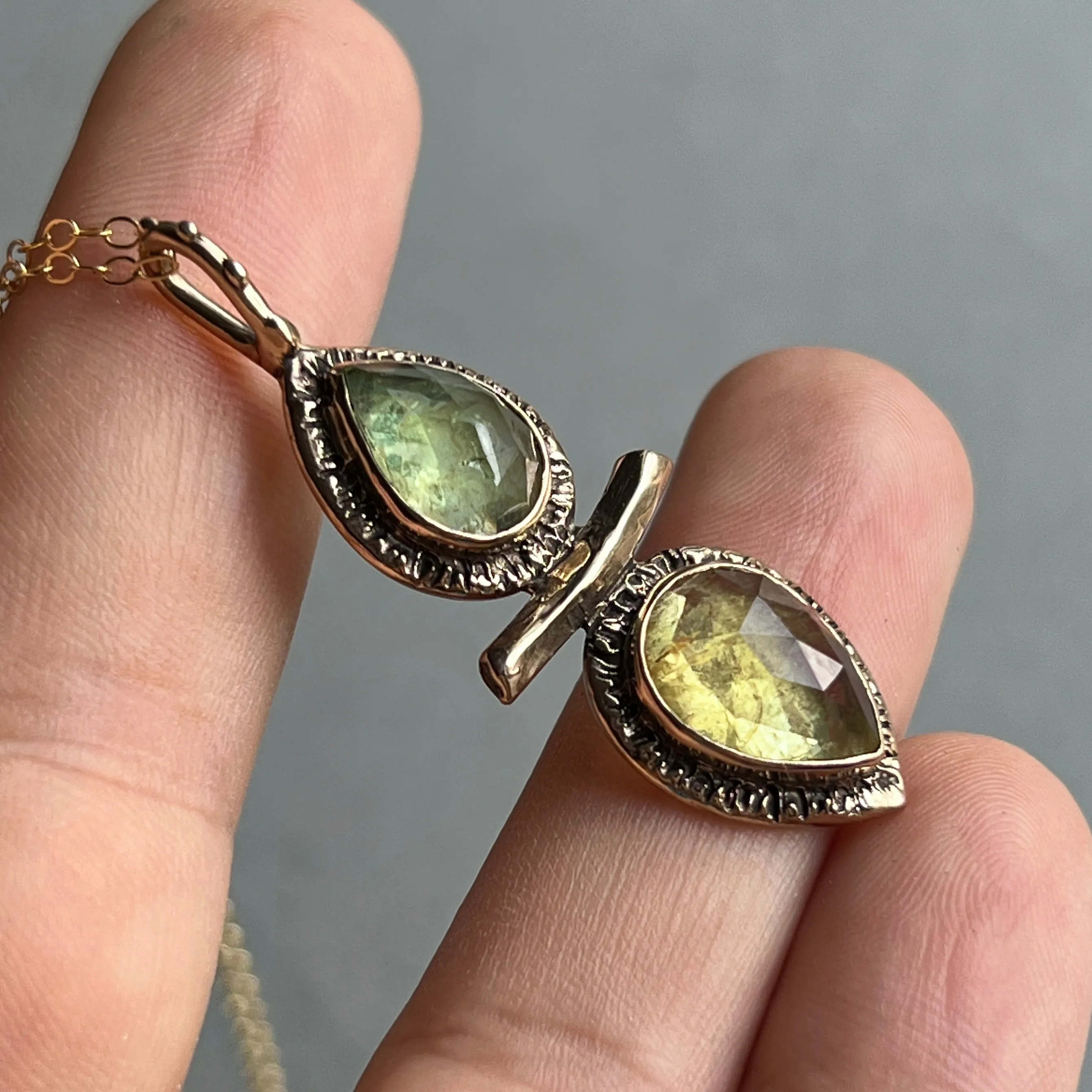 Yellow Aquamarine Bronze Pendant