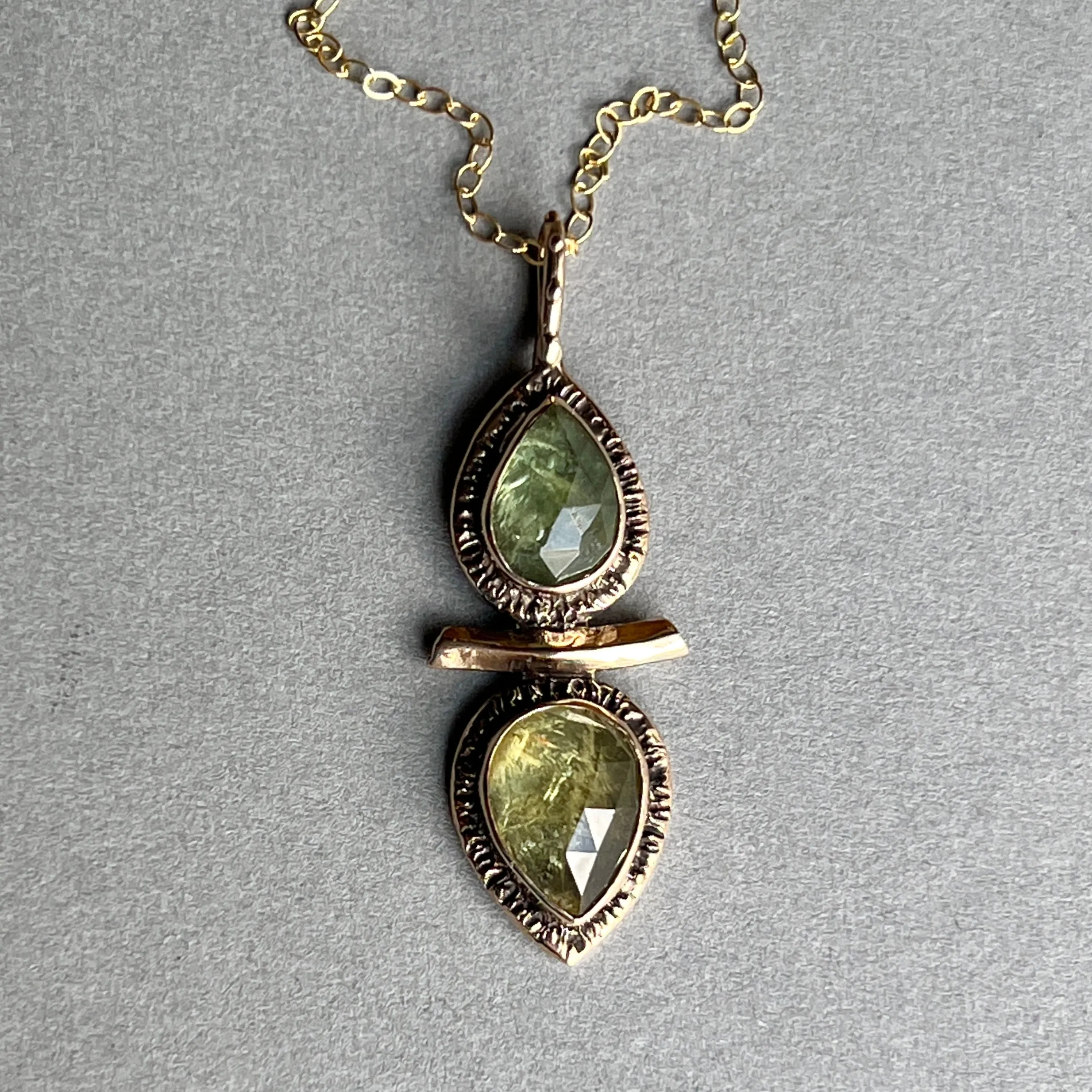 Yellow Aquamarine Bronze Pendant